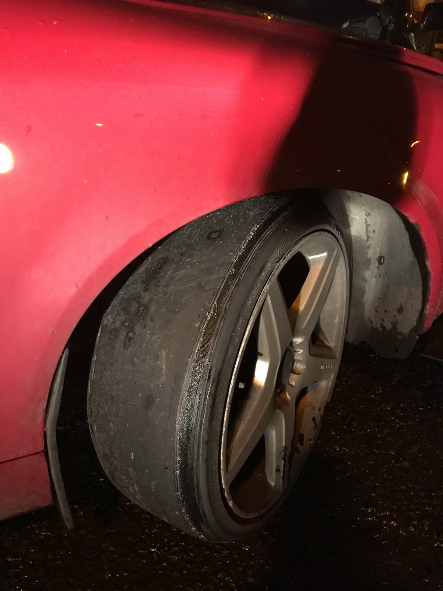 GardaTraffic's tweet photo. DMR South Traffic Unit attend a collision in Tallaght. Car lost control at a junction in wet conditions. Car tyres must have a tread depth of at least 1.6mm #RoadSafety https://t.co/hUVgdqAn8C