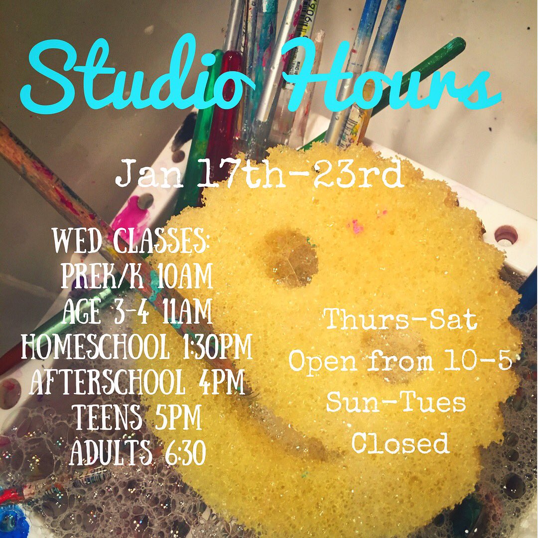CaravanClasses1's tweet photo. Studio Hours Jan 17-23. Contact us to register for one of our ongoing Wednesday classes or go to the link in our bio. #artstudio #downtownnoblesville #noblesvilleindiana #caravanclassesstudio #culturalartsdistrict #hamiltoncountyindiana #indianahomeschooler #afterschoolartclass https://t.co/qsG3Zaacfp