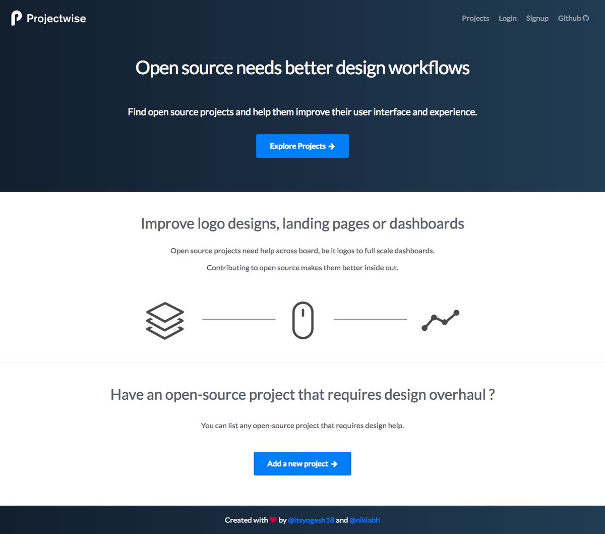 mubashariqbal's tweet photo. Great #SideProject to check out by @itsyogesh18: "Projectwise - Connecting Designers with Open Source Projects in Need of Design Help" https://t.co/CY56Jv0zGm #SideProjectShare https://t.co/KB3IaVYB7J