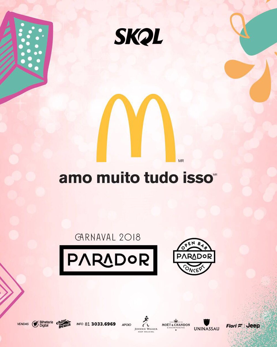 acioli_augusto's tweet photo. O #ParadorConcept além do #OpenBarPremium terá na Praça Gourmet o fast food número 1 do mundo. O #McDonalds irá oferecer um cardápio especial para abastecer os foliões no Melhor Carnaval do Brasil.
.
Ponto de venda:
📍Lojas Chilli Beans 
Ingressos Online:
https://t.co/u8dQe6Ml94 https://t.co/iaYhoFLWBr