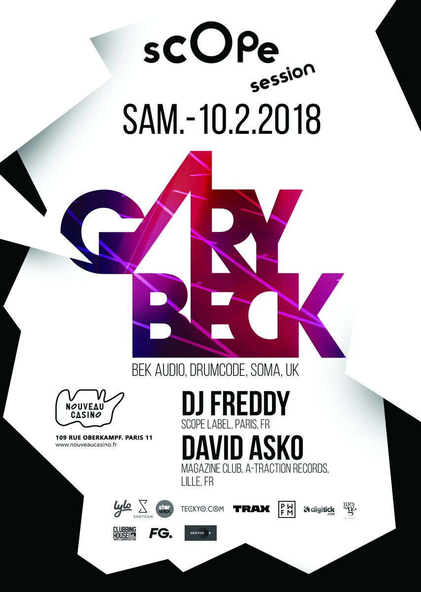 ScopeLabel's tweet image. Nouvelle saison de SCOPE. GARY BECK sera notre prochain invité, le samedi 10 février au Nouveau Casino, pour bien commencer 2018
Event bit.ly/2lrk27h 
Préventes : bit.ly/2Cq9EE4