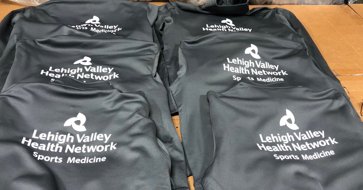 Sharp looking, freshly-screened jackets for <a href="/LVHN/">Lehigh Valley Health Network</a> Sports Medicine.