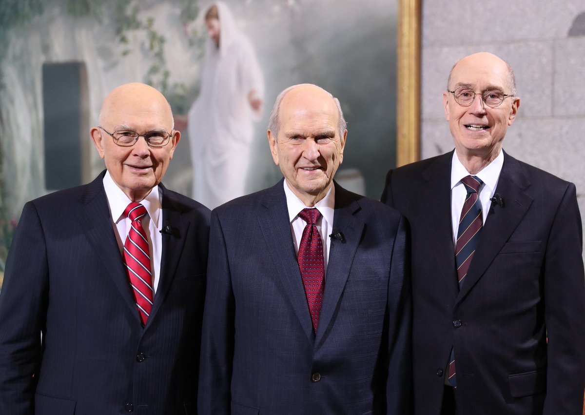 ldsconf's tweet image. President Russell M. Nelson will be the 17th president of The Church of Jesus Christ of Latter-day Saints, with President Dallin H. Oaks and President Henry B. Eyring as counselors. Elder M. Russell Ballard will serve as president of the Quorum of the Twelve Apostles.