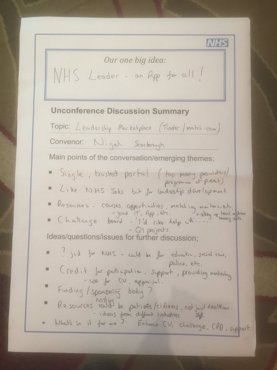 At Developing Primary Care Leaders for the Future - asselerated design event.
Our group has developed this idea for a single online portal to match leadership development opportunities with those needing the resource or wanting a challenge.