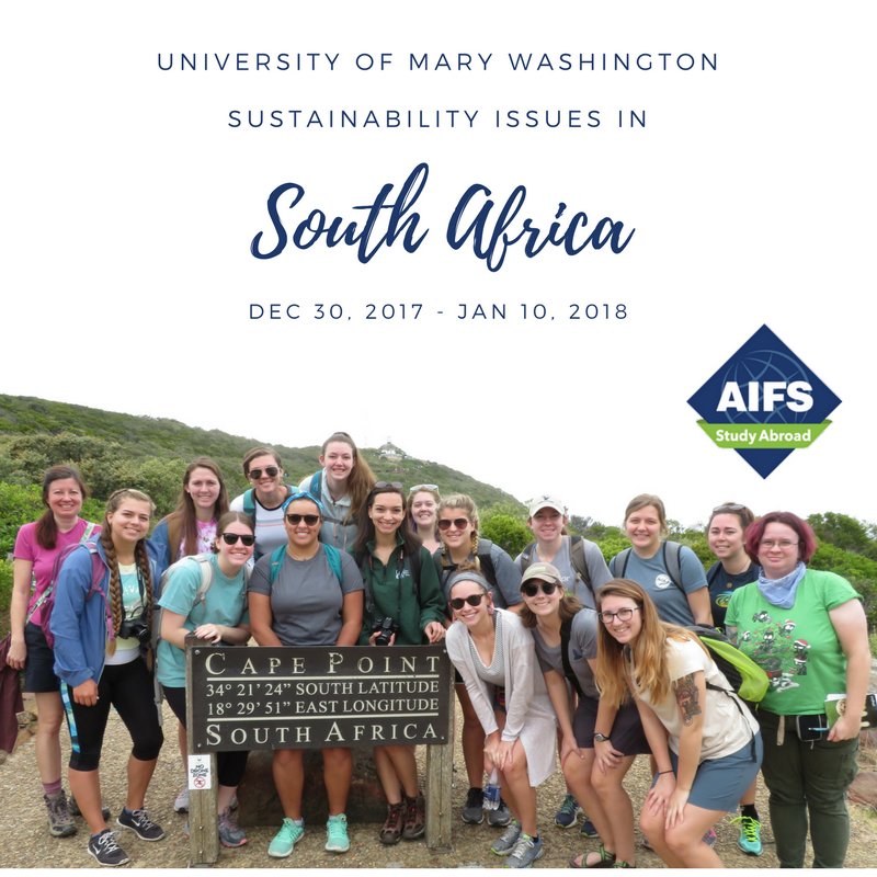 Wishing this group from @UMaryWash an awesome start to their Spring Semester on campus today, after starting their year on a #facultyled #sustainability program in South Africa! #studyabroad
