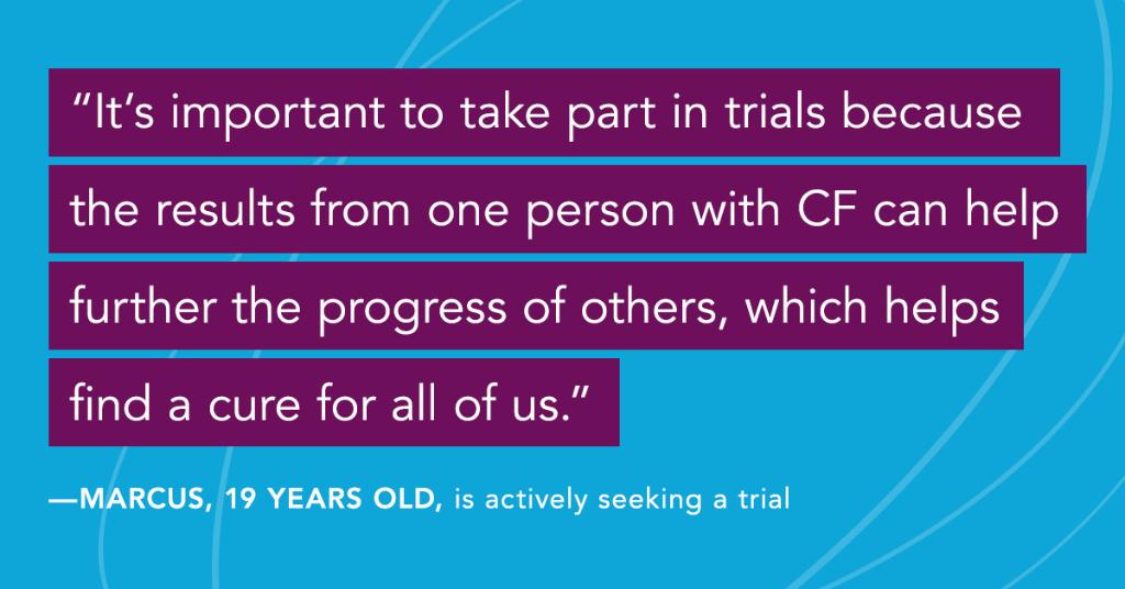 CFF_Indiana's tweet photo. Help us blaze our path to a cure for #cysticfibrosis. Join people like Marcus who are becoming a #CFtrailblazer, and find an enrolling clinical trial near you. https://t.co/VzlhpfGkGW https://t.co/xbFweMubyC