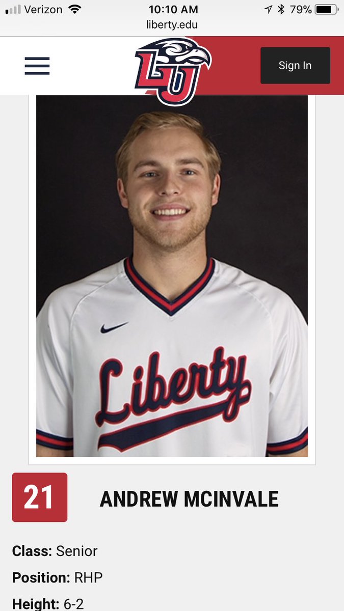 sashighlanders's tweet image. Andrew McInvale ‘15 will play baseball for NCAA DI Liberty University this spring after transferring from Baylor University. #ChargingForward