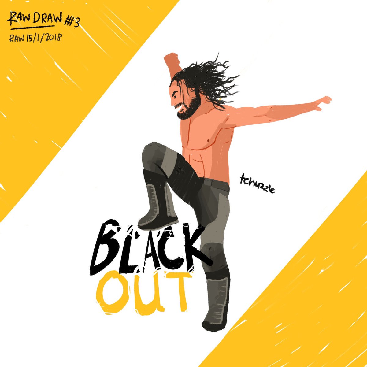 tchuzzle's tweet photo. #rawdraw 3:
the curb stomp is BACK! with a new name; the Blackout!🔥
@wwerollins
#wwefanart https://t.co/f0jZVPuvGh
