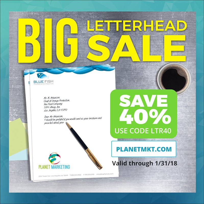 WeAreFPA's tweet photo. Tomorrow is your last day to take advantage of this incredible deal from @PlanetMKT...Save 40% on #letterhead - that is a huge #savings!! Order today!!! #printing #networking #marketing #stationery https://t.co/f8MUWEPxBL https://t.co/FephWs2J9v