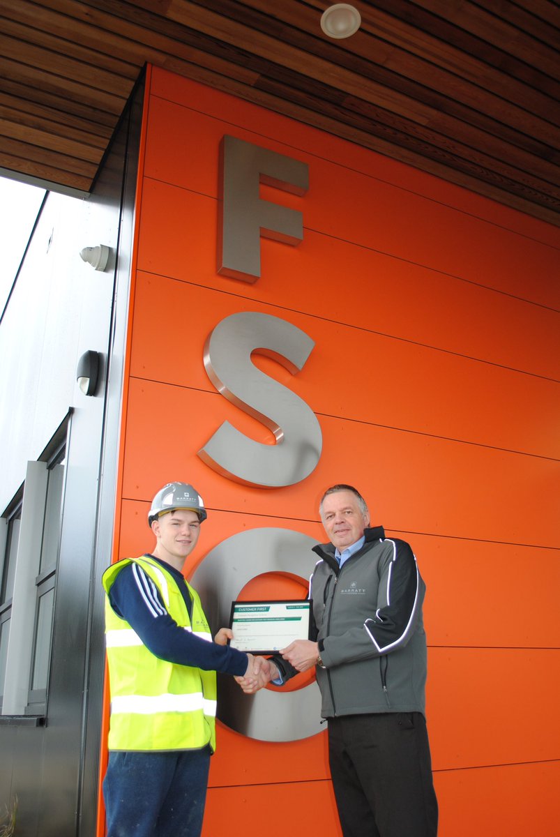 bordonfsc's tweet photo. Check out our very own Jack Ford receiving the @Barrattplc Apprentice of the Quarter Award!! 🏆🥇Jack has been working with some of our full time students on work experience at Barrett's New Quarter Development in @WhitehillBordon - a great success story! https://t.co/WdNa14YiS0