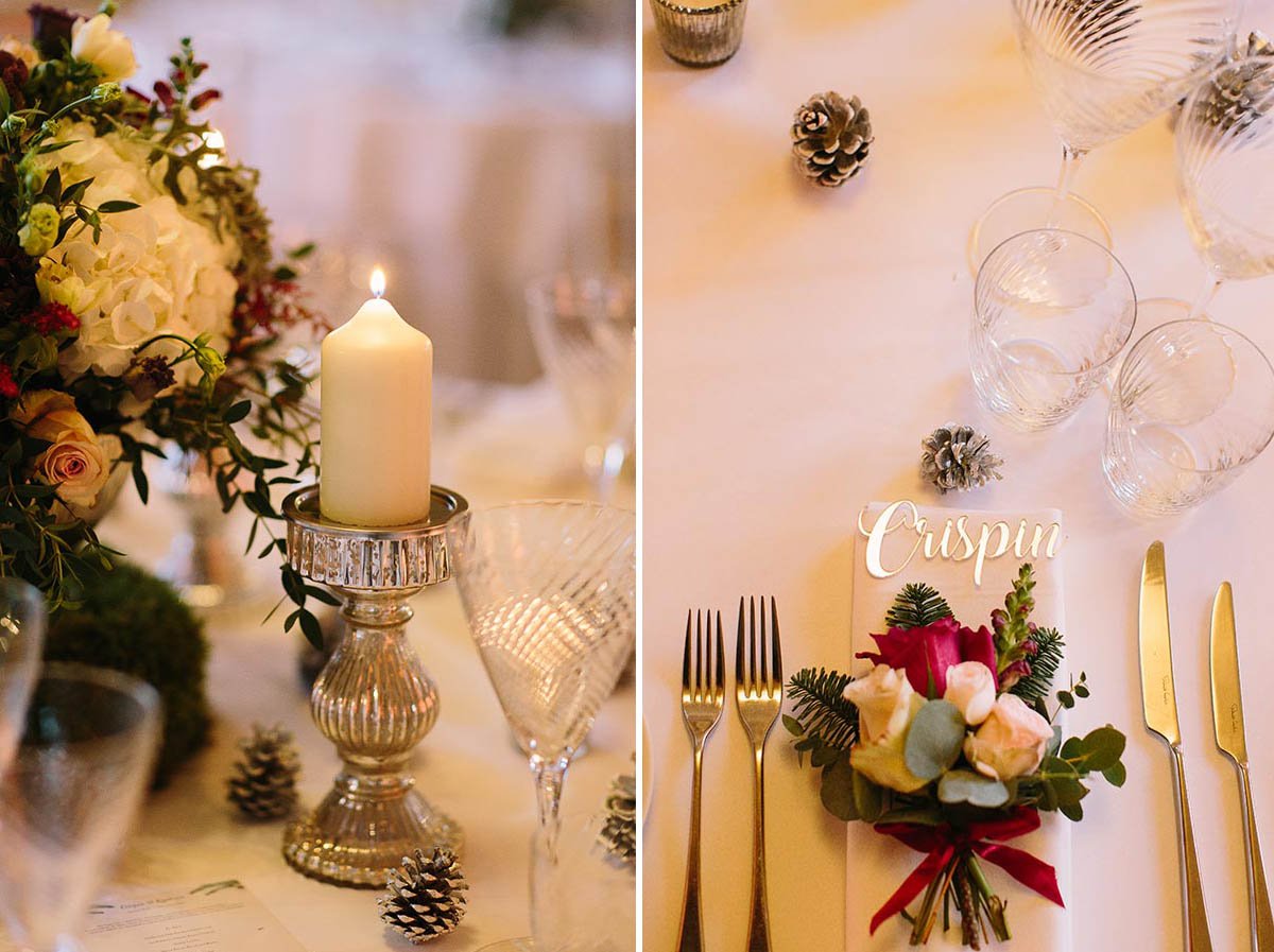 Beautiful silver rose bowl table centres from a recent <a href="/AynhoePark/">AYNHOE PARK</a> wedding with plenty of atmospheric candlelight.  Fab photos courtesy of Barker Evans