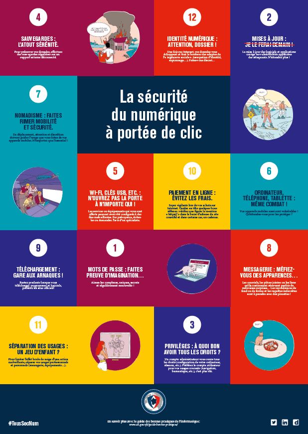 ANSSI_FR's tweet photo. #MardiConseil 12 bonnes pratiques en 1 affiche, à partager pour devenir acteur de la #Sécurité du #Numérique #TousSecNum
https://t.co/nvSNPL1a3w https://t.co/jrMT9aL2Z4
