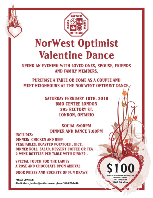 OptimistNorWest's tweet photo. Hey #LdnOnt we would 💖to see you at @OptimistNorWest Annual #Optimist #Valentine Dinner & Dance at BMO Ctr - click poster for info & to #ShareEvent https://t.co/CW1Ayn4czs