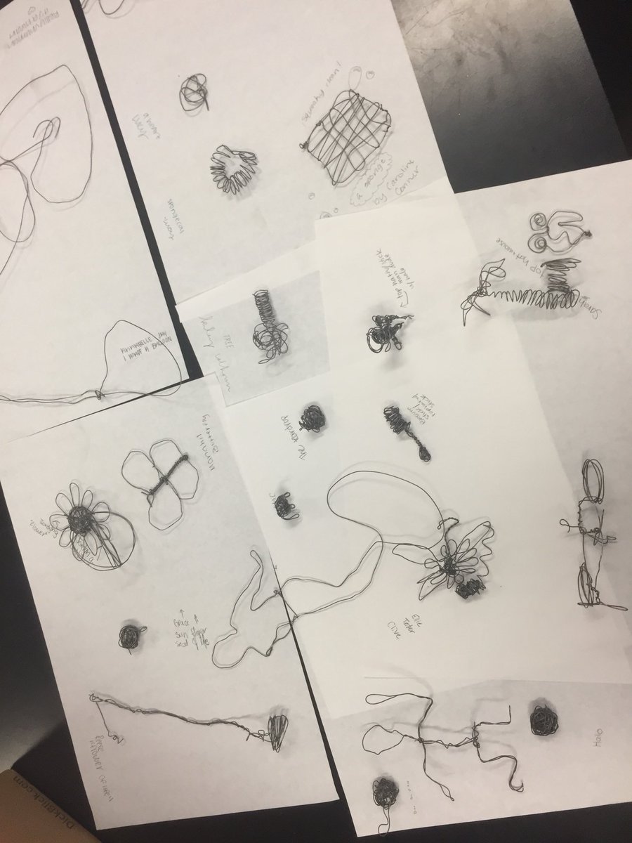 jenkinsartclass's tweet image. Started wire sculptures in Advanced Art today. So much fun. #hparts #mishpms #hpsteam