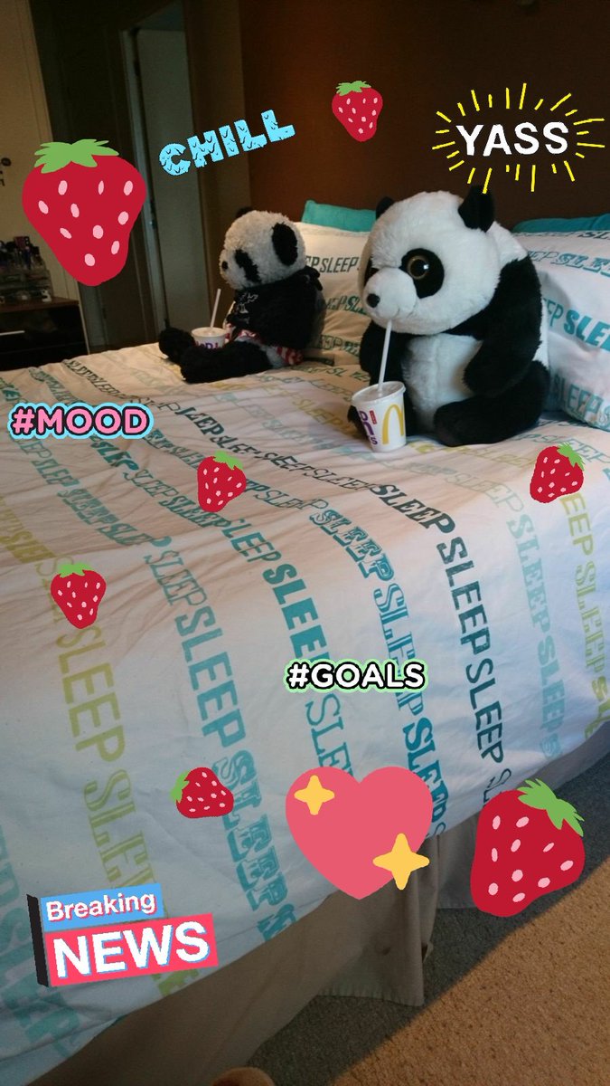 PNDpopcornpants's tweet photo. Having some #strawberrymilkshake with Lin Lin after a much needed session of sleeping and eating #Bamboo. #LifeOfPanda https://t.co/XkHt0ie9gD