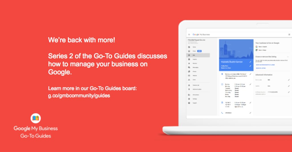GoogleMyBiz's tweet photo. Have you checked out the #GoToGuides recently? We’ve launched another series of articles which focus on managing your business with Google. Head over to https://t.co/xo5Agup5lX for more information. https://t.co/BkHEQr6D2e