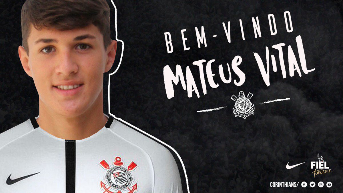Corinthians's tweet photo. Tem mais reforço na área! O meia Mateus Vital assinou contrato com o #Corinthians até dezembro de 2021 e é a quarta contratação do #Timão na temporada 2018. Tamo junto, Mateus Vital!

#BemVindoMateusVital #VaiCorinthians https://t.co/Y8nHIGDwMb