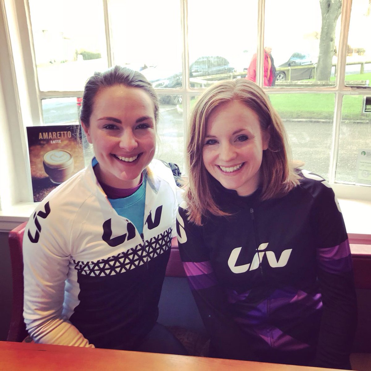 Team Liv York all smiles and winter miles this morning! Cold, but always a toasty warm welcome @thecurioustable for a coffee pit-stop. #girlswhobike