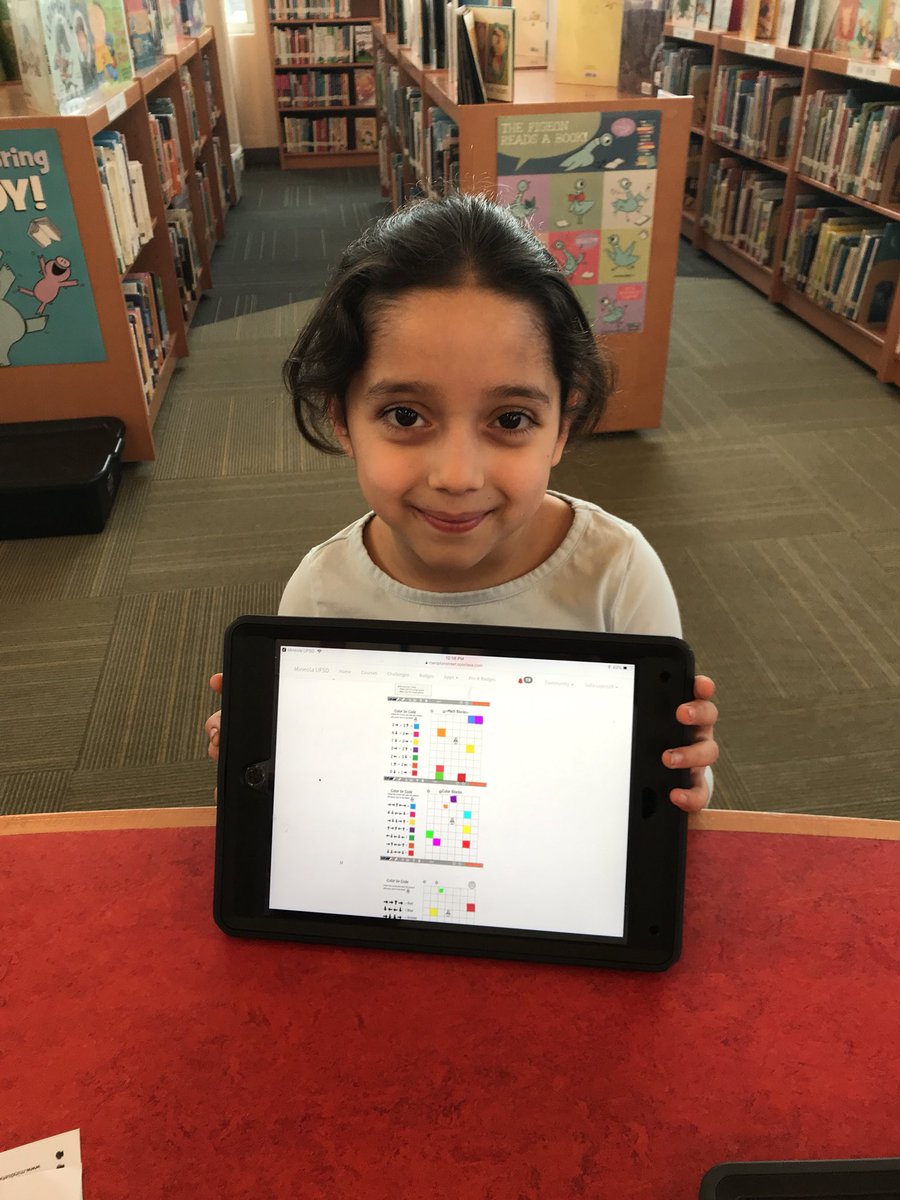 Nodell_library's tweet image. So #MineolaProud of Sofia & the @Hampton_Street Ss who have been submitting their solutions for the @kid_OYO #ColorByCode badges & all those earning badges every day! #choice #badges