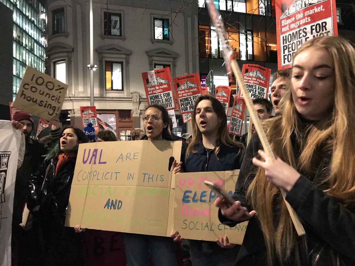 LondonIntel's tweet photo. #StoptheElephantDevelopment: March and protest by hundreds of #LCC #students &amp; #residents  against #Southwark Council (#PeterJohn) #Delancey #UAL plan to #demolish &amp; #redevelop #elephantandcastle #shopping Centre with only 3% #affordable homes and loss of traders &amp; #bingo hall. https://t.co/CbwuzfVIw3