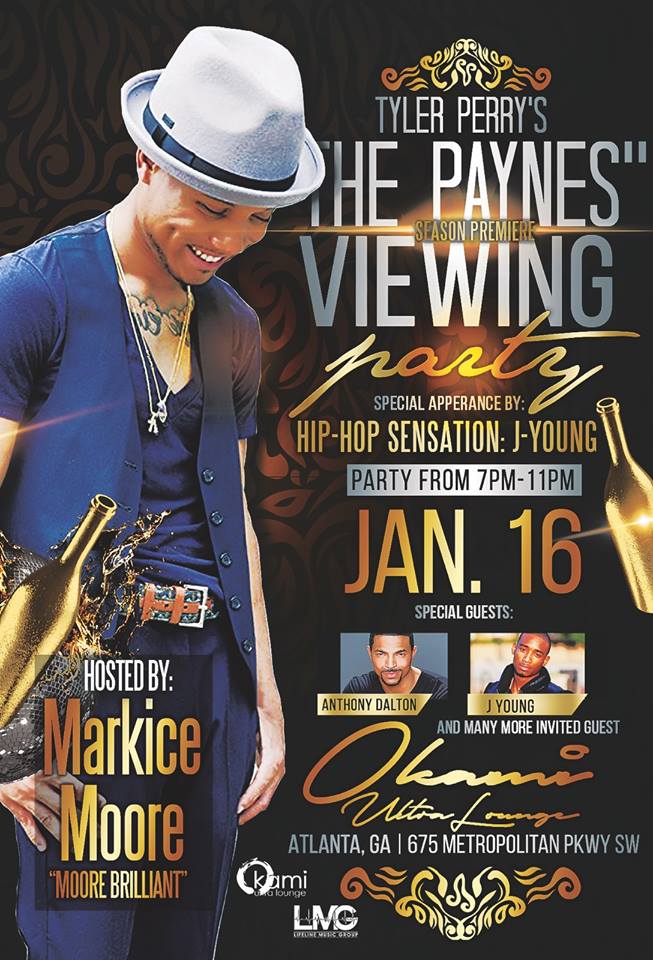 CelebTrackMeet's tweet photo. 2NITE Come kick off the new year w/ Tyler Perry's newest Show The Paynes Viewing party hosted by @anthony_dalton1 & my client @markicemoore who plays Ryan in The Paynes & plays Ray Ray in Snowfall. Cover $5
#kimtumey #markicemoore #anthonydalton #thepaynes #ownnetwork https://t.co/UV7kzxijnJ
