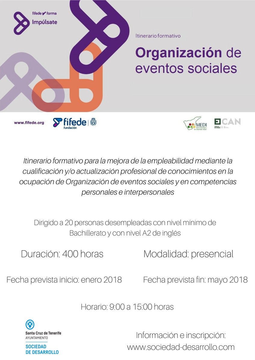 SocDesarrollo's tweet photo. 🔊 Mantenemos abiertos los plazos de inscripción para los dos itinerarios formativos del proyecto #Eventur.
Si quieres mejorar tu #formación en materia de organización de eventos sociales o de guía turístico para la zona metropolitana inscríbete en https://t.co/bX1qMenTMZ https://t.co/FHMHpvxQ1i