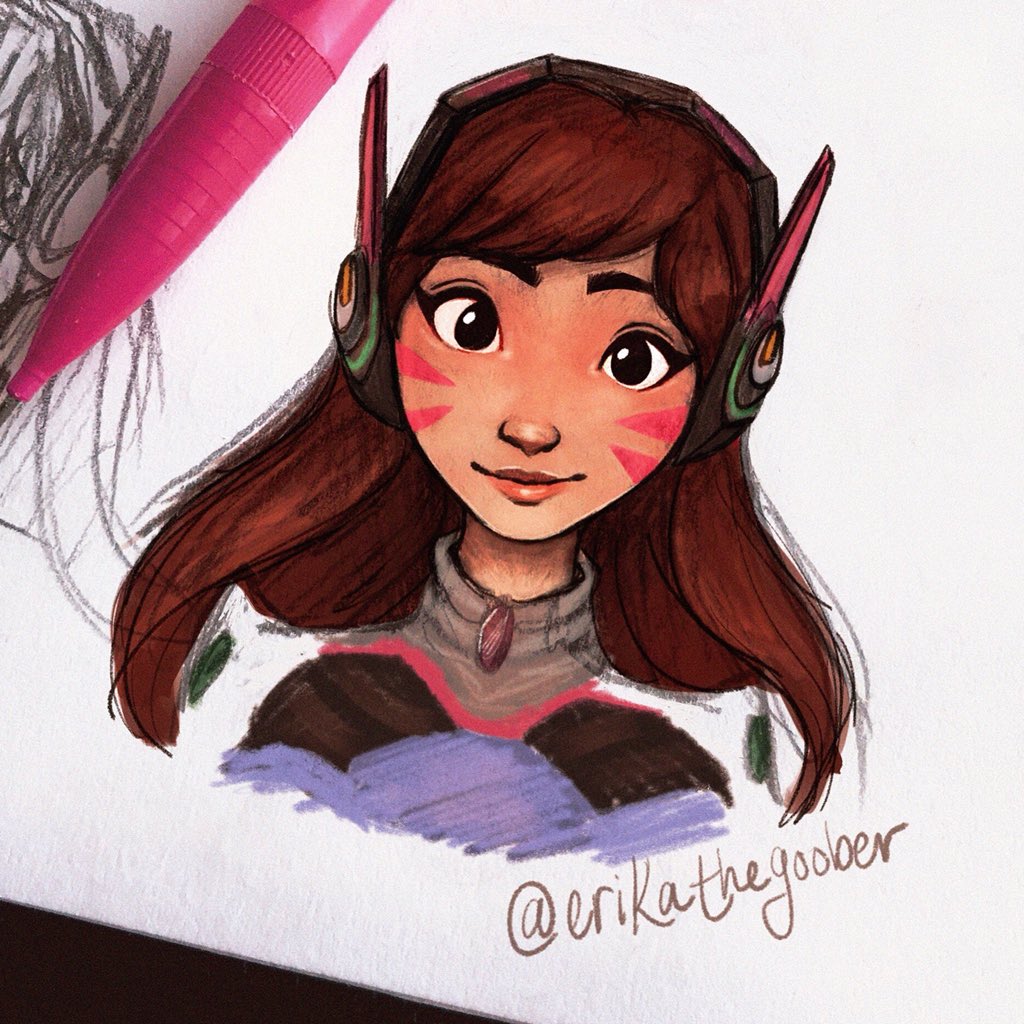 erikathegoober's tweet image. Playing around with my art style a bit. Here’s a D.Va doodle for practice! 

@PlayOverwatch #overwatch #Dva #art