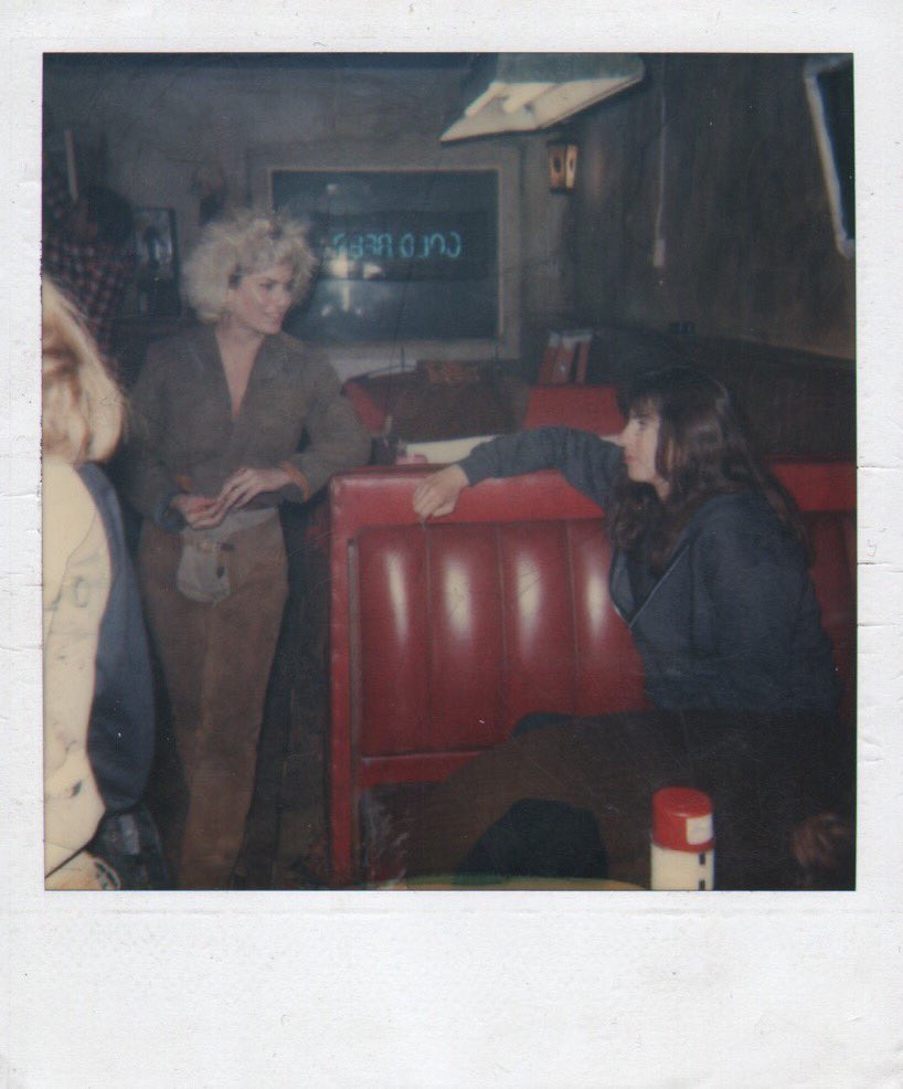Polaroid of Jenette Goldstein and director Kathryn Bigelow on the set of NEAR DARK (1987)