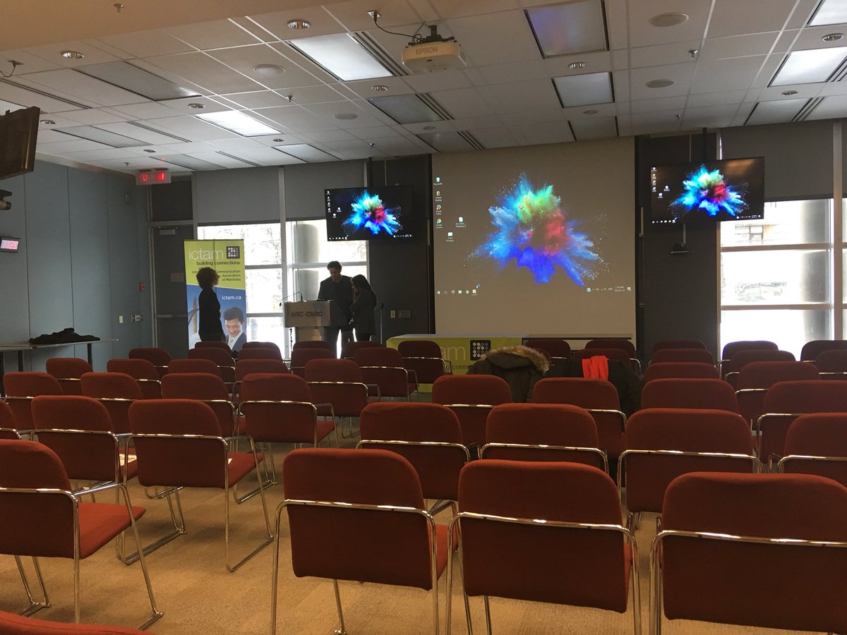6pmarketing's tweet photo. The stage is set! We are getting ready for today’s @ICTAM #TechMashup on content marketing, presented by 6P president Paul Provost. #6PTechnology #6PTech https://t.co/vBIY5jPSY7