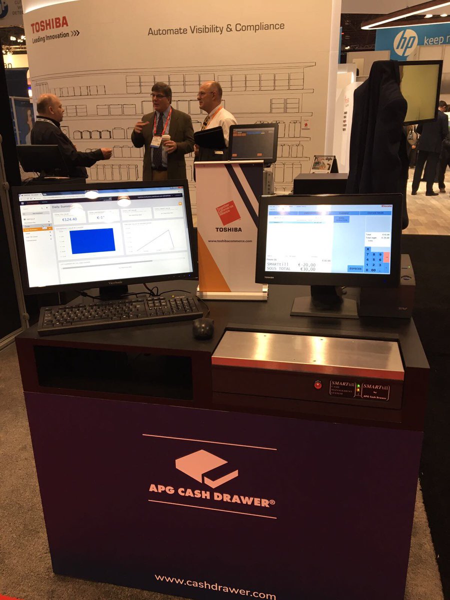 apg_solutions's tweet photo. Only a few hours left of #NRF2018.! Stop by and visit our #SMARTtill Solution partners: @NumusCash, @toshibagcs and Gulfcoast Software in booth #2669. https://t.co/AHoZbvMEmh