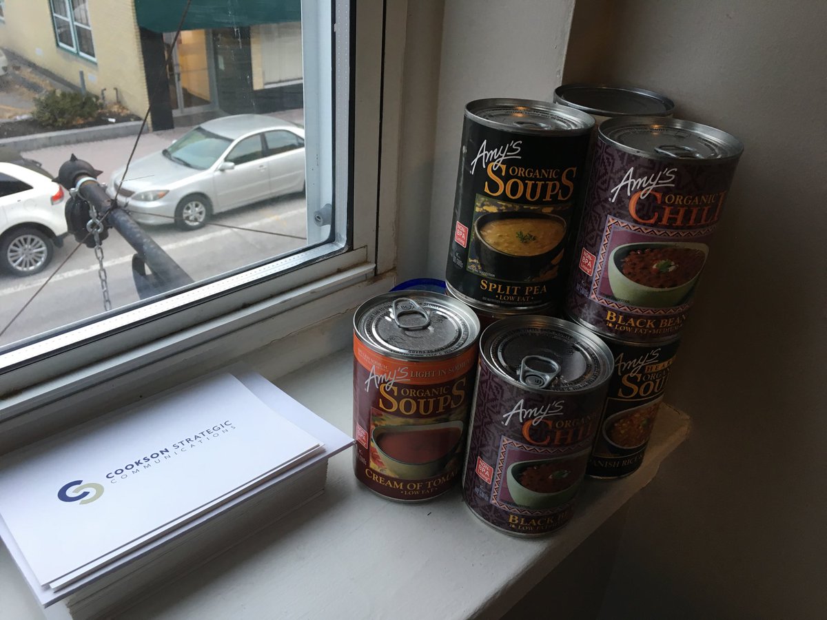 Thank you <a href="/AmysKitchen/">Amy's Kitchen</a> for making great soups so I don’t need to hobble out to a local restaurant on a bad back! All “stocked” up for the week