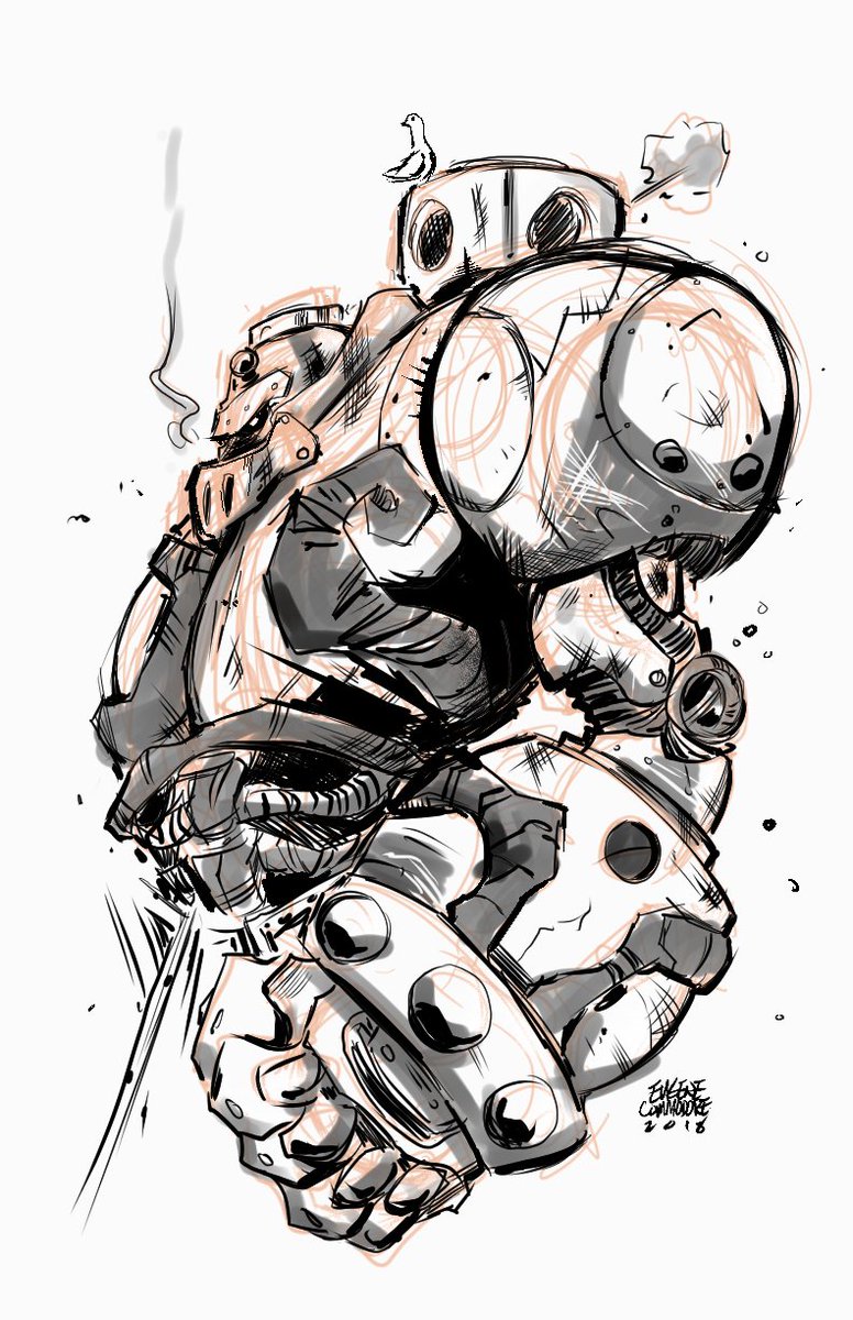 eugenecommodore's tweet photo. Got inspired by @kharyrandolph's Red Monika piece and sketched up some Calibretto. #battlechasers #Calibretto https://t.co/dLrDQHo9CD