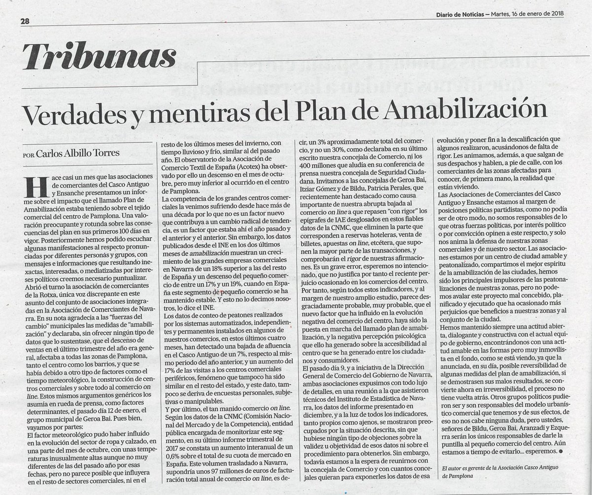 Contestando a algunas inexactitudes y falsedades sobre el mal llamado plan de amabilización municipal, hoy en Diario de <a href="/NoticiasNavarra/">Diario de Noticias</a>