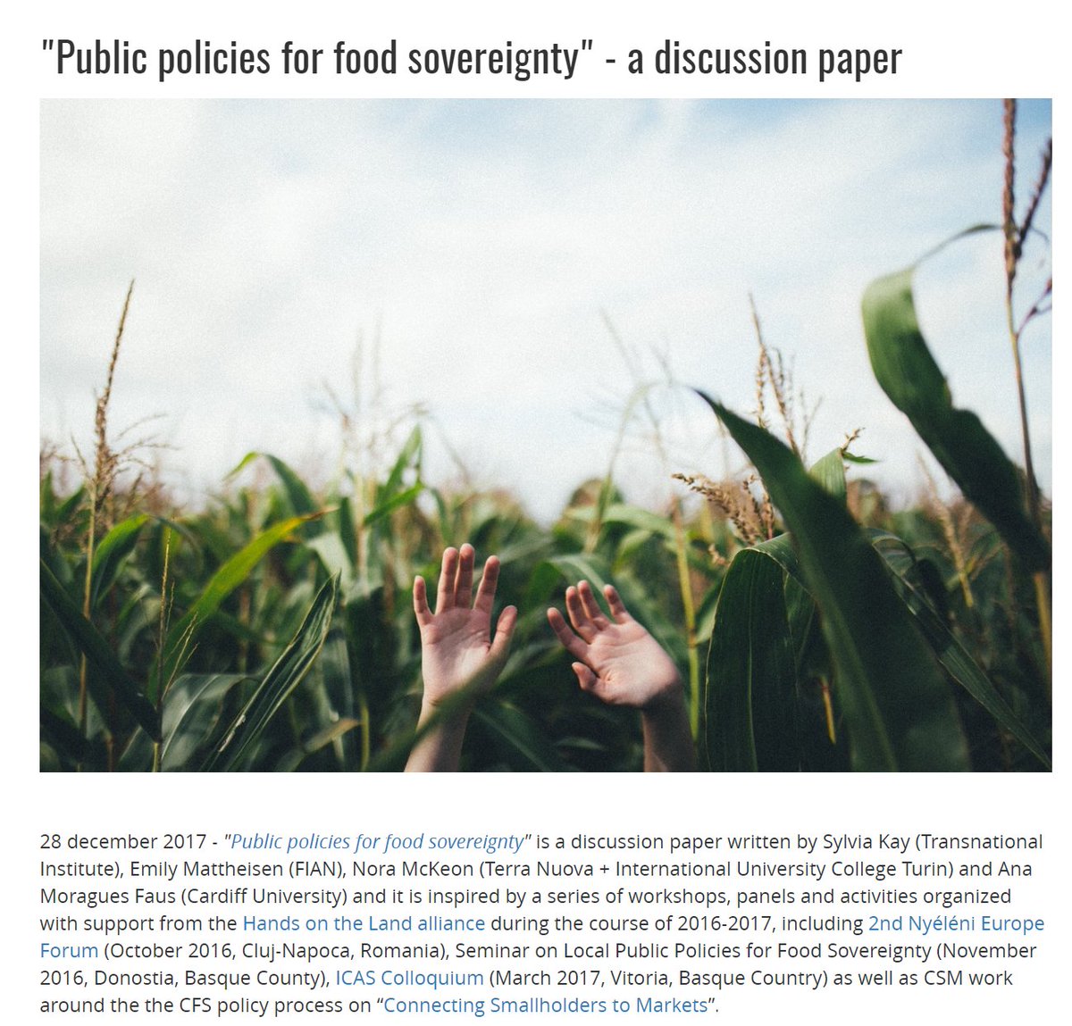 A collective effort to develop #publicpolicies for #foodsovereignty - w/ <a href="/terranuovaong/">Terra Nuova ONG</a> <a href="/FIANista/">FIAN International</a> <a href="/tni/">tni</a> join the conversation!  
terranuova.org/news-en/public…