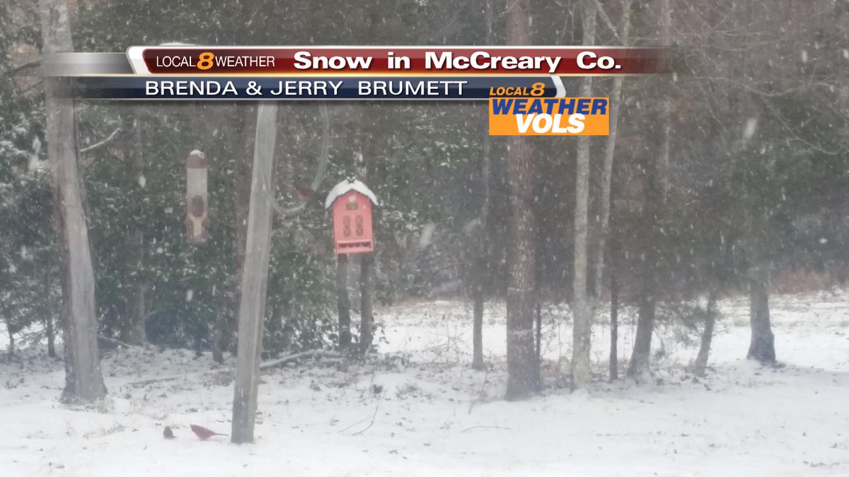 ETNHeather's tweet photo. Once the snow starts, it is several hours before it stops. 
This beautiful photo comes from McCreary County (Kentucky).  Thank you #Local8wxVol Brenda &amp; Jerry! https://t.co/gUnvqHGgZk