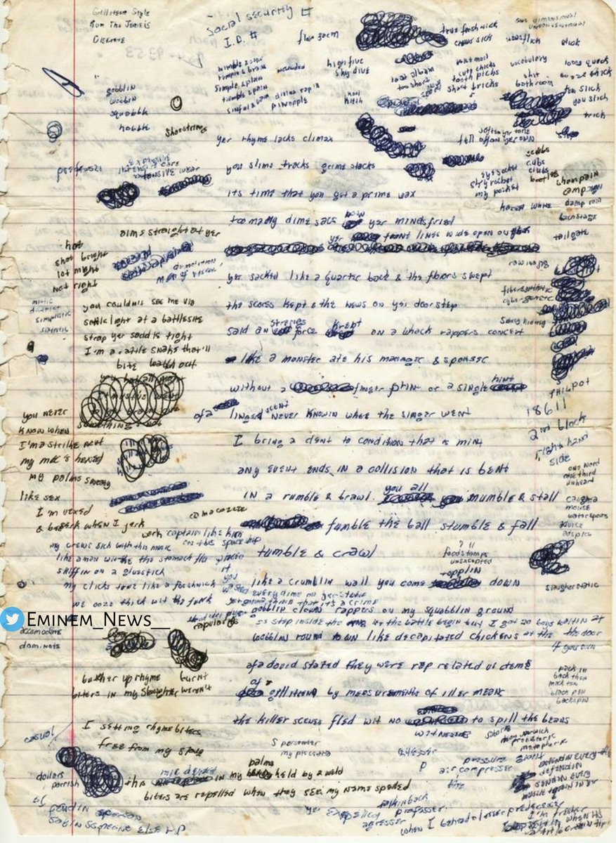 Eminem News auf Twitter: "This is how Eminem writes his lyrics