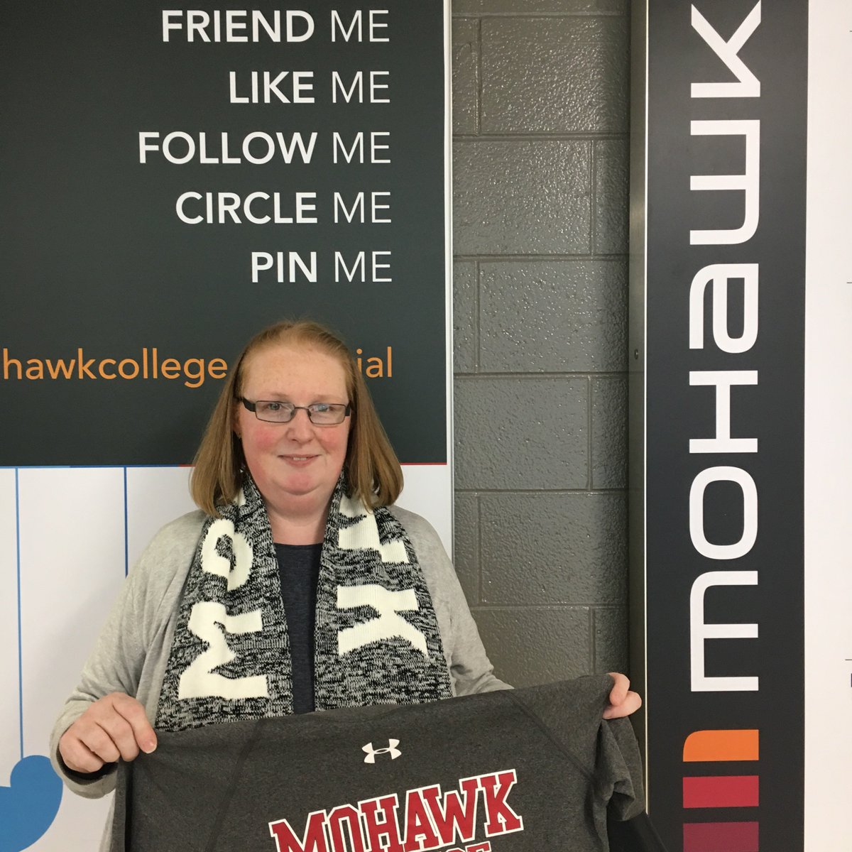 MohawkCollege's tweet photo. Our second winner of the day, Elaine with her awesome #DayOneFun prize pack! Our grand prize winner will be chosen this afternoon. https://t.co/ZOSz1RcWZe