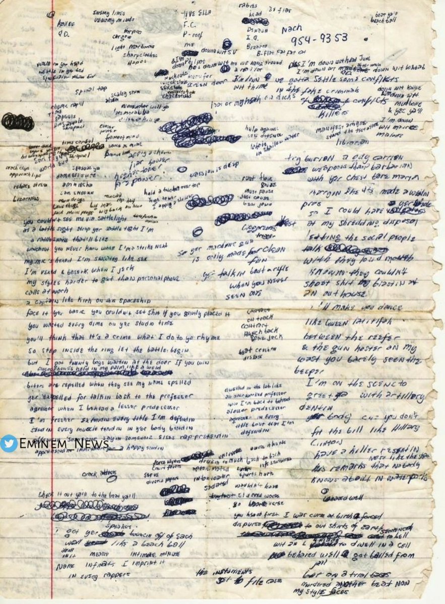 Eminem News auf Twitter: "This is how Eminem writes his lyrics