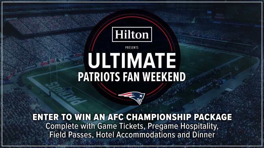HiltonWoburnBOS's tweet photo. Head to the #AFC Championship with the @Patriots! Win tickets, hotel stay from @HiltonNewsroom! https://t.co/Ukz9OQpRxJ #patsnation https://t.co/mxzU0WQHH6