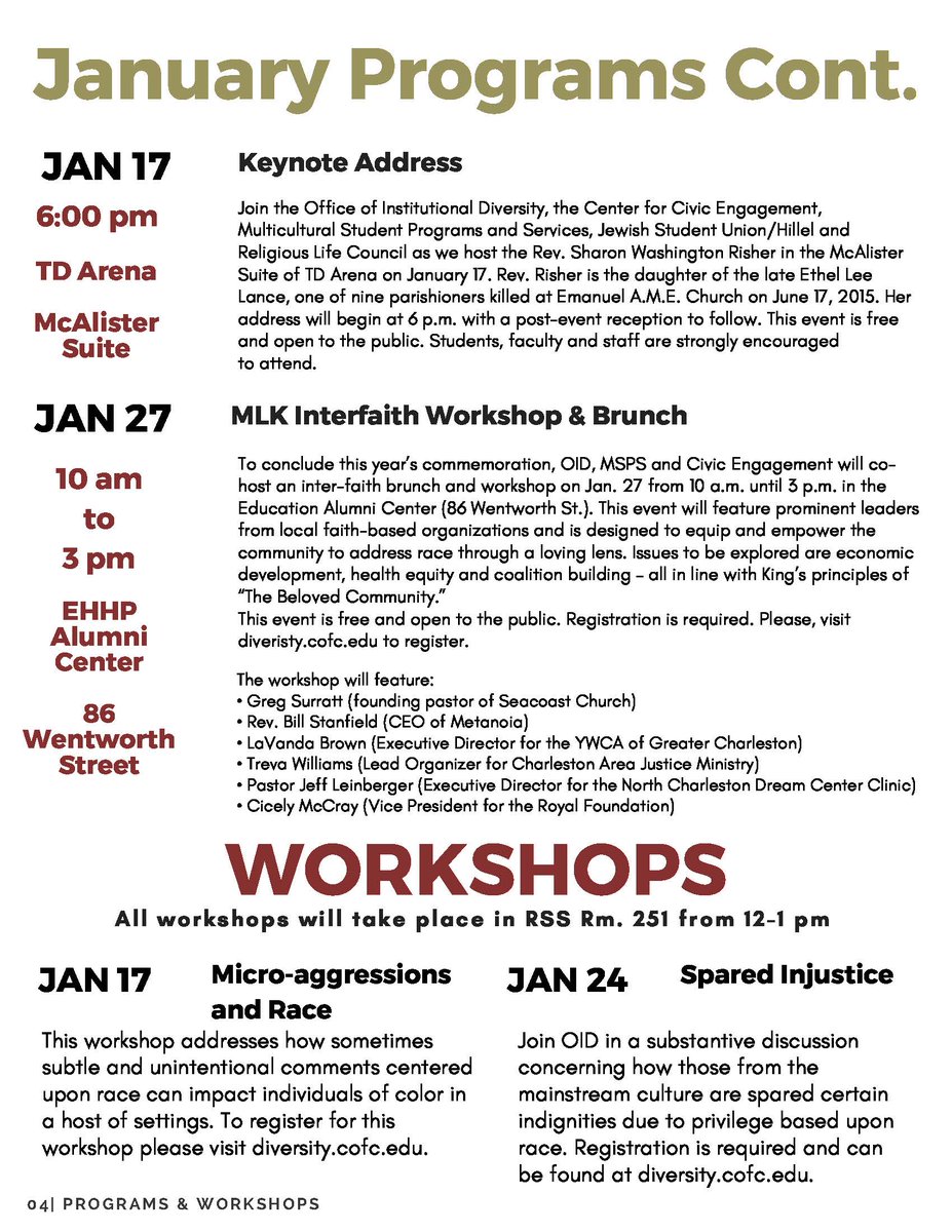 CofC_Diversity's tweet photo. Come join our team this month as we discuss program initiatives, workshops and various topics with community leaders for change. https://t.co/Mhu475Sayd