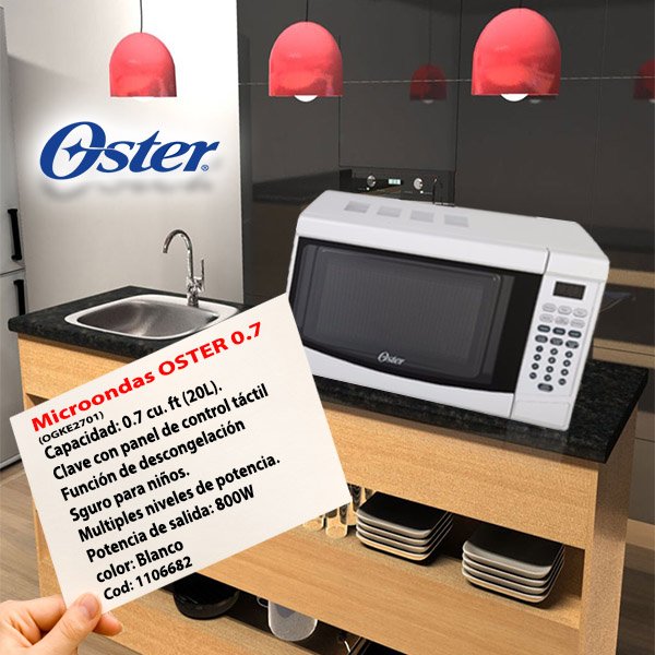Horno de Microondas Oster 0.7 Pies Cúbicos Blanco OGKEW2701 - Quien tiene  el mejor precio? - Nau