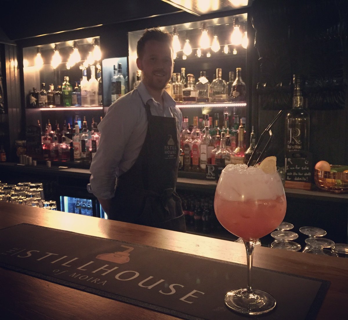 StillHouseMoira's tweet photo. A twist on a traditional Gin Fizz. Adam working on our new Cocktail list this evening... .
.
#TheStillHouseMoira #Gin #GinGizz #NameTheCocktail #Moira #PubLife #IrishBartender #Cocktails #RubyBlue https://t.co/BIcrERo1QF