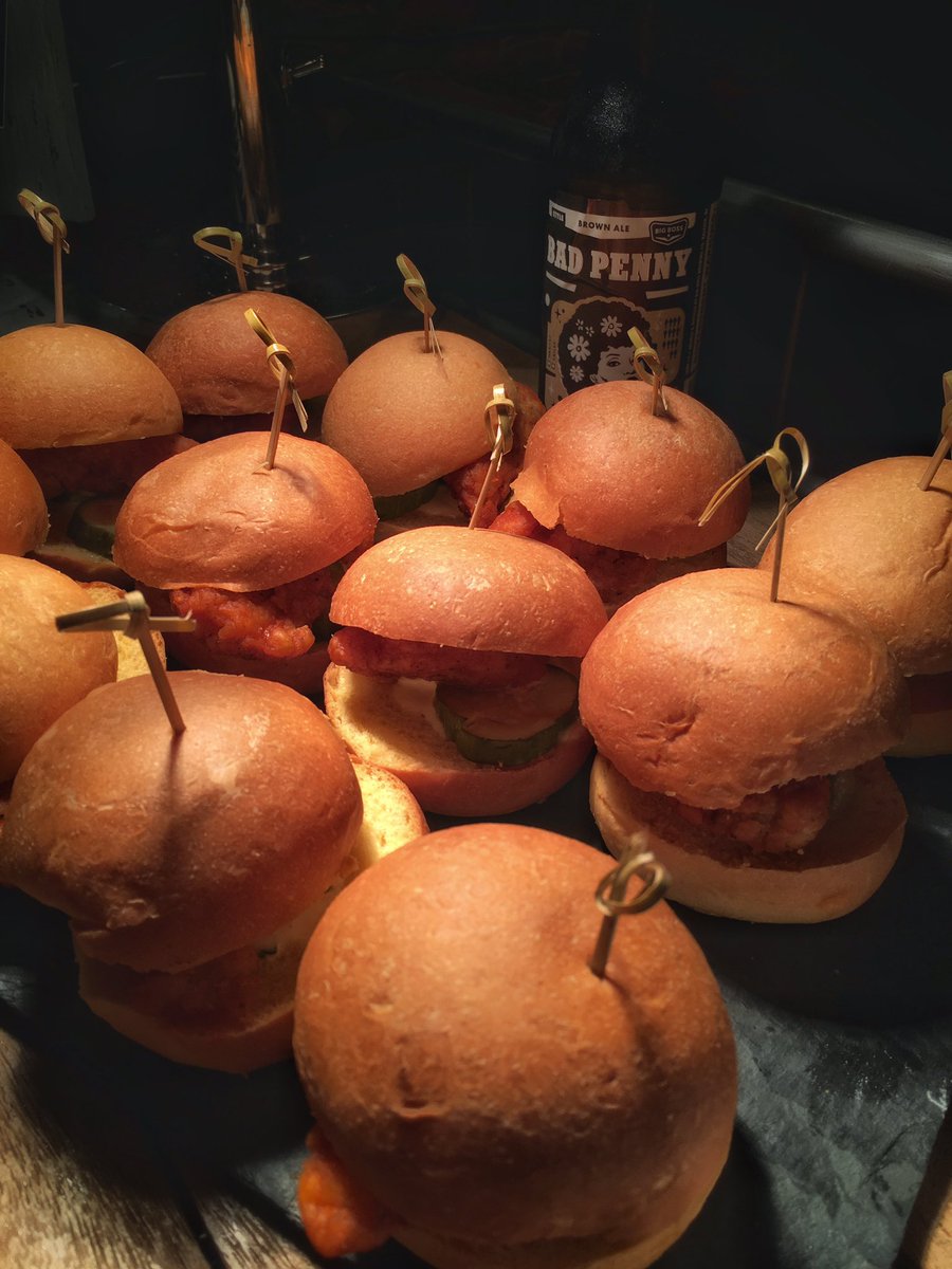 Buffalo chicken sliders with home made pickles- it'll hit the spot this chilly Tuesday!