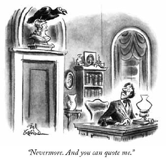ReadLiterature's tweet photo. "And you can quote me." 😆😆😆
#Nevermore
Best Raven Cartoons
Ed Fisher – 1988 - The New Yorker https://t.co/L6XcSBJRql