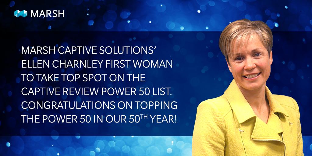 MarshGlobal's tweet photo. Congratulations to Marsh’s Ellen Charnley, the first woman to ever be named to the top of @CaptiveReview’s #Power50 list: https://t.co/kXMwbzqXDk #MarshCaptiveSolutions https://t.co/azq6s6cC5k