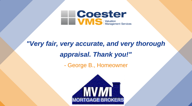 CoesterVMS's tweet photo. Thank you George for the positive feedback! We are happy we were able to assist in your appraisal needs, and look forward to our continued partnership with #MarvelVenturesMortgage #CoesterVMS #MVMI #ThankYou https://t.co/b3R3LKCG86
