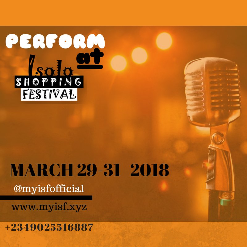 dsimonsayz's tweet photo. Want to connect with new fans, perform at the Isolo Shopping festival 
Save the date. the 3rd Isolo Shopping Festival is almost here. cc @myisfofficial #art #myisf #artist #festival #isolo #fashion  #peopleofisolo #isolo https://t.co/eDSF5ITbpL
