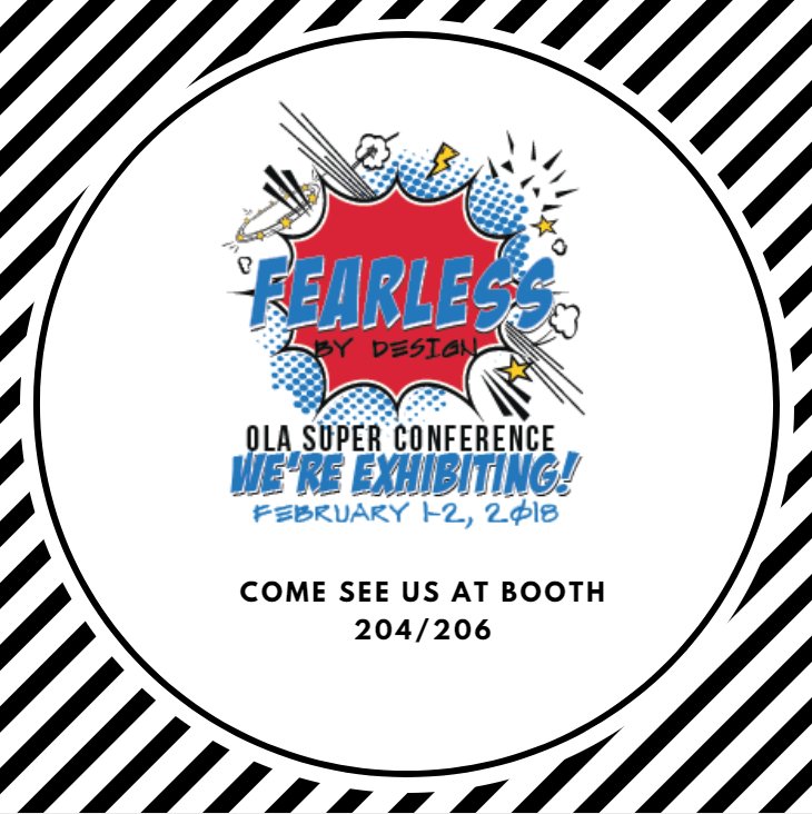 Come visit us at #OLASC 2018 on February 1st &amp; 2nd, we would love to see you!
#LibJobs #OLA #librarylife #librarians #librarylove