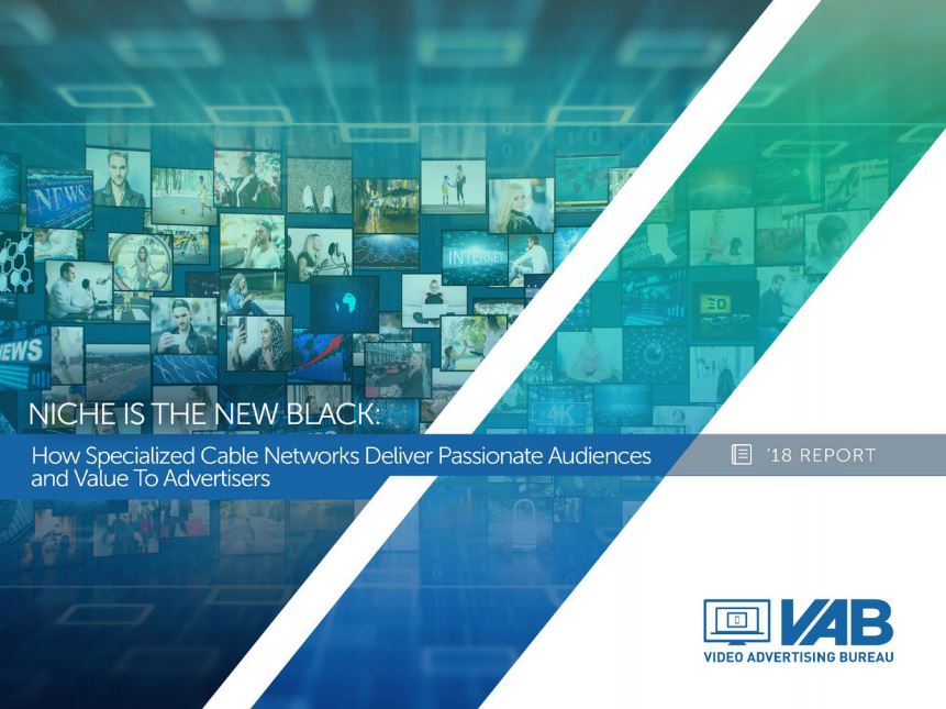 VABintel's tweet image. Never underestimate the power of specialized cable networks. Stay tuned for our latest report "Niche is the New Black: How Specialized Cable Networks Deliver Passionate Audiences and Value to Advertisers", which will be released tomorrow!