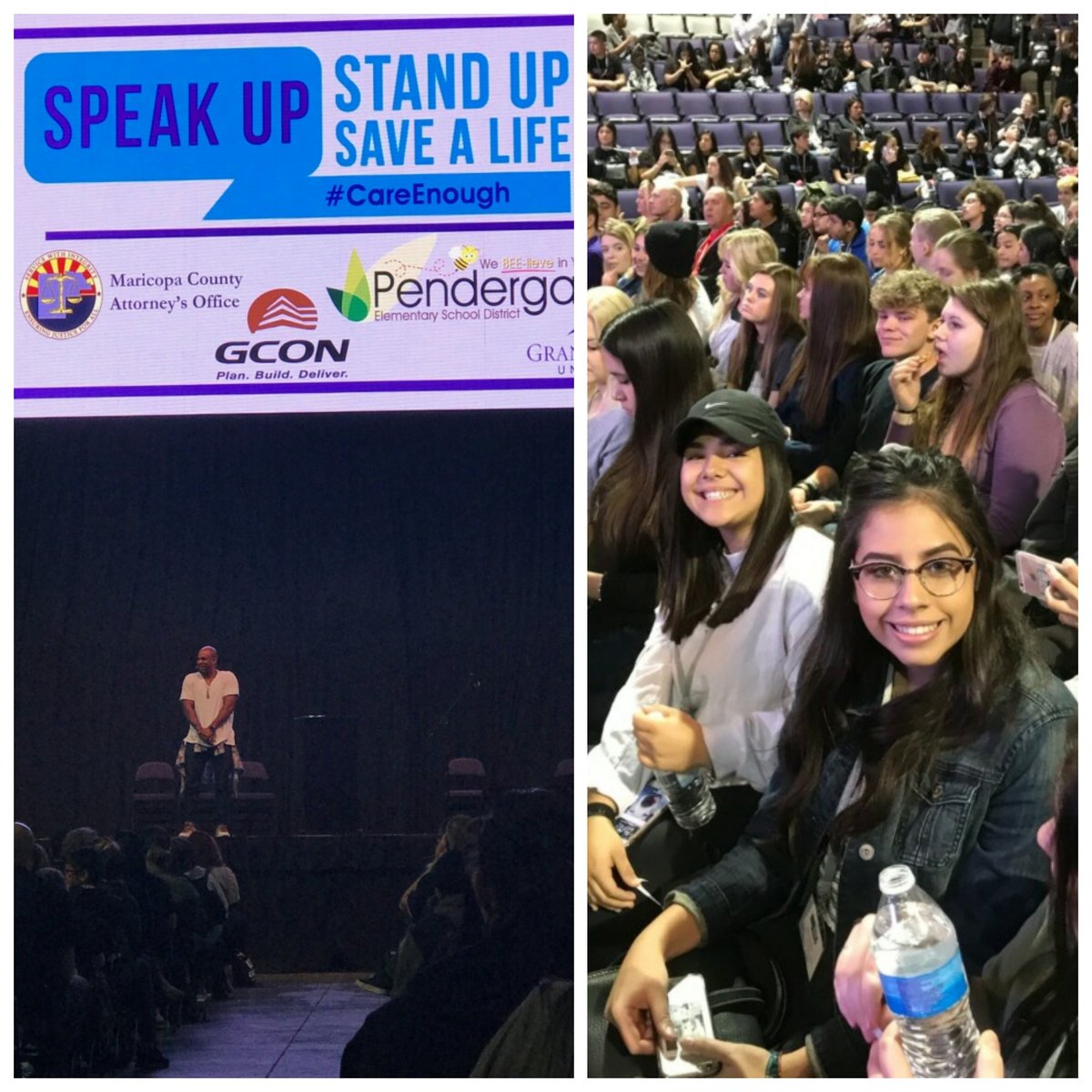 qcusd's tweet photo. What an awesome experience! @QCBulldogs @QCHSLinkCrew attend Speak Up, Stand Up, Save a Life event @gcu. @SpeakStandSave #CareEnough #excellencethroughleadership https://t.co/ZwZDfHLlcN